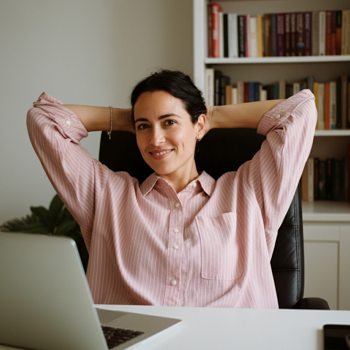Relaxed Woman at Desk